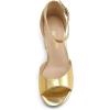 DREAM PAIRS Womens Heels, Chunk Low Heel Comfortable Pump Sandals Dress Shoe(Gold-metallic)