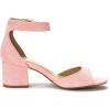DREAM PAIRS Womens Heels, Chunk Low Heel Comfortable Pump Sandals Dress Shoe(Pink Suede)