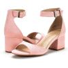 DREAM PAIRS Womens Heels, Chunk Low Heel Comfortable Pump Sandals Dress Shoe(Pink Suede)