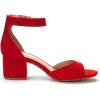 DREAM PAIRS Womens Heels, Chunk Low Heel Comfortable Pump Sandals Dress Shoe(Red Suede)