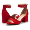 DREAM PAIRS Womens Heels, Chunk Low Heel Comfortable Pump Sandals Dress Shoe(Red/Suede)