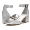 DREAM PAIRS Womens Heels, Chunk Low Heel Comfortable Pump Sandals Dress Shoe(Silver/Glitter)