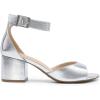 DREAM PAIRS Womens Heels, Chunk Low Heel Comfortable Pump Sandals Dress Shoe(Silver-metallic)