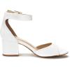 DREAM PAIRS Womens Heels, Chunk Low Heel Comfortable Pump Sandals Dress Shoe(White/Pu)