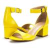 DREAM PAIRS Womens Heels, Chunk Low Heel Comfortable Pump Sandals Dress Shoe(Yellow Polyurethane)