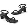 DREAM PAIRS Womens Heels Open Toe Ankle Strap Square Cute Wedding Party Sandal Comfort Dress Shoes Hera(Black)