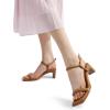 DREAM PAIRS Womens Heels Open Toe Ankle Strap Square Cute Wedding Party Sandal Comfort Dress Shoes Hera(Brown)