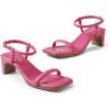 DREAM PAIRS Womens Heels Open Toe Ankle Strap Square Cute Wedding Party Sandal Comfort Dress Shoes Hera(Hot Pink)