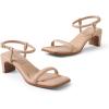 DREAM PAIRS Womens Heels Open Toe Ankle Strap Square Cute Wedding Party Sandal Comfort Dress Shoes Hera(Nude)
