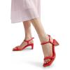 DREAM PAIRS Womens Heels Open Toe Ankle Strap Square Cute Wedding Party Sandal Comfort Dress Shoes Hera(Red)