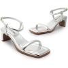 DREAM PAIRS Womens Heels Open Toe Ankle Strap Square Cute Wedding Party Sandal Comfort Dress Shoes Hera(Silver)