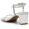 DREAM PAIRS Womens Heels Open Toe Ankle Strap Square Cute Wedding Party Sandal Comfort Dress Shoes Hera(Silver)