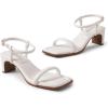 DREAM PAIRS Womens Heels Open Toe Ankle Strap Square Cute Wedding Party Sandal Comfort Dress Shoes Hera(White)