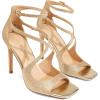 DREAM PAIRS Women’s High Heels Sexy Cross Square Open Toe Strappy Dressy Sexy Stylish Stilettos Heels Sandals(Gold-glitter)