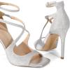 DREAM PAIRS Women’s High Heels Sexy Cross Square Open Toe Strappy Dressy Sexy Stylish Stilettos Heels Sandals(Silver-glitter)