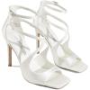 DREAM PAIRS Women’s High Heels Sexy Cross Square Open Toe Strappy Dressy Sexy Stylish Stilettos Heels Sandals(White-satin)