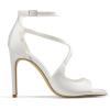 DREAM PAIRS Women’s High Heels Sexy Cross Square Open Toe Strappy Dressy Sexy Stylish Stilettos Heels Sandals(White-satin)