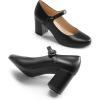 DREAM PAIRS Womens Mary Jane Shoes Chunky Heel 2.76 Inch – Round Toe Vintage Office Work Pumps – Comfortable Low Block Heels Dress Shoes for Women(Black)