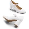 DREAM PAIRS Womens Mary Jane Shoes Chunky Heel 2.76 Inch – Round Toe Vintage Office Work Pumps – Comfortable Low Block Heels Dress Shoes for Women(White)