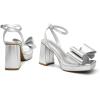 DREAM PAIRS Women’s Platform Chunky Heels Fashion Bowknots High Block Square Toe Dress Sandals for Wedding Bridal Party(Silver-pu)