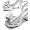 DREAM PAIRS Women’s Platform Chunky Heels Fashion Bowknots High Block Square Toe Dress Sandals for Wedding Bridal Party(Silver-pu)
