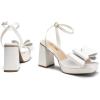 DREAM PAIRS Women’s Platform Chunky Heels Fashion Bowknots High Block Square Toe Dress Sandals for Wedding Bridal Party(White-satin)