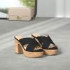 DREAM PAIRS Women’s Platform Heels Open Toe Slip on Heels for Women High Chunky Block Wedges Sandals Dressy Pumps Shoes(Black-nubuck)