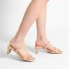 DREAM PAIRS Women’s Square Toe Heels for Women Two Strap Open Toe Low Block Chunky Heels Sandals Dress Pumps Shoes(Nude)