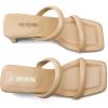 DREAM PAIRS Women’s Square Toe Heels for Women Two Strap Open Toe Low Block Chunky Heels Sandals Dress Pumps Shoes(Nude)