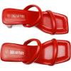 DREAM PAIRS Women’s Square Toe Heels for Women Two Strap Open Toe Low Block Chunky Heels Sandals Dress Pumps Shoes(Red)