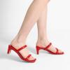 DREAM PAIRS Women’s Square Toe Heels for Women Two Strap Open Toe Low Block Chunky Heels Sandals Dress Pumps Shoes(Red)