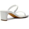 DREAM PAIRS Women’s Square Toe Heels for Women Two Strap Open Toe Low Block Chunky Heels Sandals Dress Pumps Shoes(White)