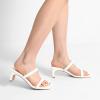 DREAM PAIRS Women’s Square Toe Heels for Women Two Strap Open Toe Low Block Chunky Heels Sandals Dress Pumps Shoes(White)