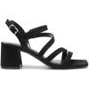 DREAM PAIRS Women’s Strappy Chunky Heels Low Block Square Open Toe Sandals Dress Party Shoes(Black-suede)