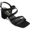 DREAM PAIRS Women’s Strappy Chunky Heels Low Block Square Open Toe Sandals Dress Party Shoes(Black-suede)