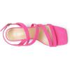 DREAM PAIRS Women’s Strappy Chunky Heels Low Block Square Open Toe Sandals Dress Party Shoes(Hot Pink-suede)
