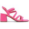 DREAM PAIRS Women’s Strappy Chunky Heels Low Block Square Open Toe Sandals Dress Party Shoes(Hot Pink-suede)