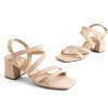 DREAM PAIRS Women’s Strappy Chunky Heels Low Block Square Open Toe Sandals Dress Party Shoes(Nude-suede)