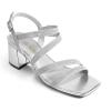 DREAM PAIRS Women’s Strappy Chunky Heels Low Block Square Open Toe Sandals Dress Party Shoes(Silver-glitter)