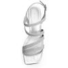 DREAM PAIRS Women’s Strappy Chunky Heels Low Block Square Open Toe Sandals Dress Party Shoes(Silver-glitter)