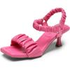 DREAM PAIRS Kitten Heels for Women Comfortable Low Heels Sandals Suqare Open Toe Cute Wedding Party Evening Prom Dance Strap Dress Pump Sandals Shoes(Hot Pink)