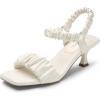 DREAM PAIRS Kitten Heels for Women Comfortable Low Heels Sandals Suqare Open Toe Cute Wedding Party Evening Prom Dance Strap Dress Pump Sandals Shoes(White)