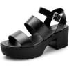 DREAM PAIRS Platform Heels for Women Lightweight Chunky Open Toe Stylish Comfortable Fisherman Sandals with Adjustable Ankle Strap(Black-oily)