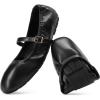 DREAM PAIRS Women’s Ballet Flats Foldable Square Toe Mary Jane Flats Comfortable Slip On Dress Shoes Business Casual Work Mary Jane Shoes(Black)