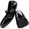 DREAM PAIRS Women’s Ballet Flats Foldable Square Toe Mary Jane Flats Comfortable Slip On Dress Shoes Business Casual Work Mary Jane Shoes(Black-pat)
