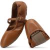 DREAM PAIRS Women’s Ballet Flats Foldable Square Toe Mary Jane Flats Comfortable Slip On Dress Shoes Business Casual Work Mary Jane Shoes(Brown)
