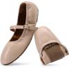 DREAM PAIRS Women’s Ballet Flats Foldable Square Toe Mary Jane Flats Comfortable Slip On Dress Shoes Business Casual Work Mary Jane Shoes(Nude)