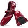 DREAM PAIRS Women’s Ballet Flats Foldable Square Toe Mary Jane Flats Comfortable Slip On Dress Shoes Business Casual Work Mary Jane Shoes(Red)