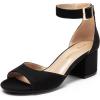 DREAM PAIRS Womens Heels, Chunk Low Heel Comfortable Pump Sandals Dress Shoe(Black/Suede)