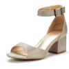 DREAM PAIRS Womens Heels, Chunk Low Heel Comfortable Pump Sandals Dress Shoe(Gold Glitter)